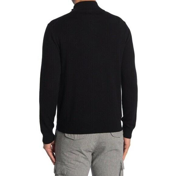 Thomas Dean Pullover Sweater 1/4 Zip Long Sleeves Stand-Up Collar Black Small - Picture 2 of 8